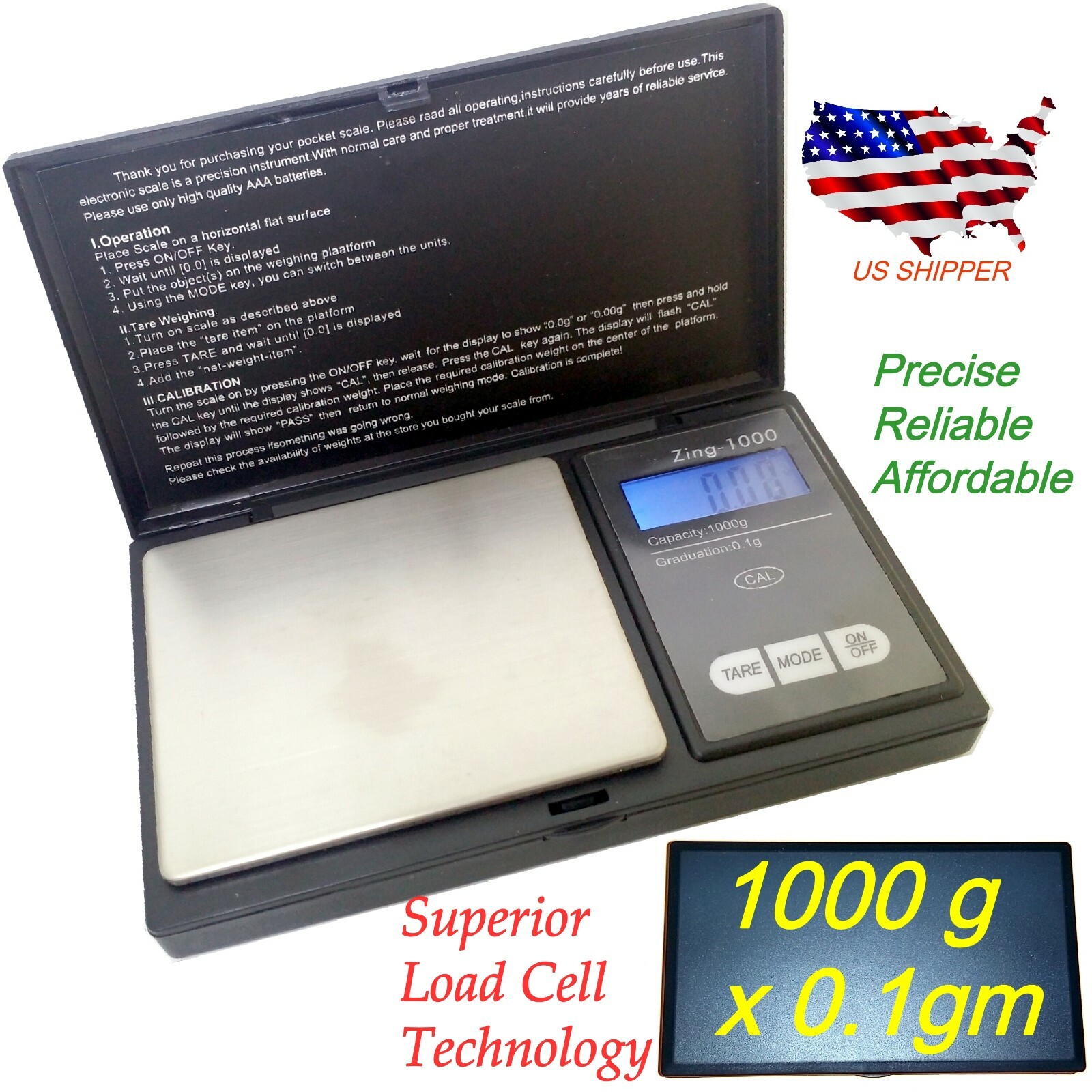 Precise Digital Weighing Scale 1000 gm x 0.1 g,dwt,ozt,oz Pocket Buy Gold Scrap