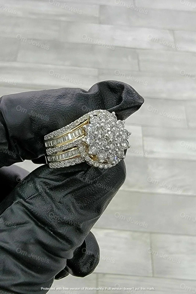 Delicated 3Ct Lab Created Diamond Engagement Ring 18K White Gold Finish