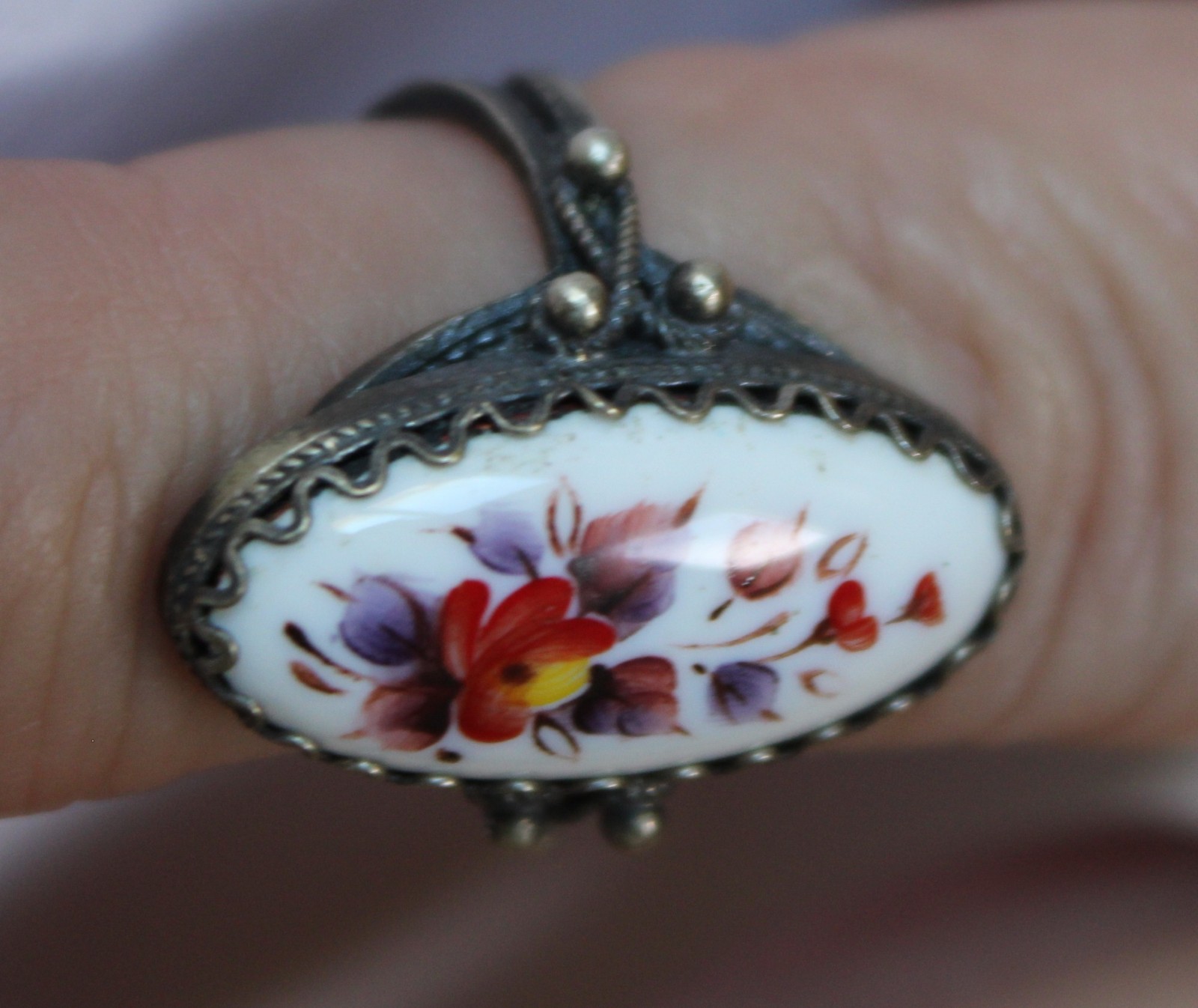 Vintage Russian Hand Painted Enamel Rings 3 Variation Finift Technique #76,80,82