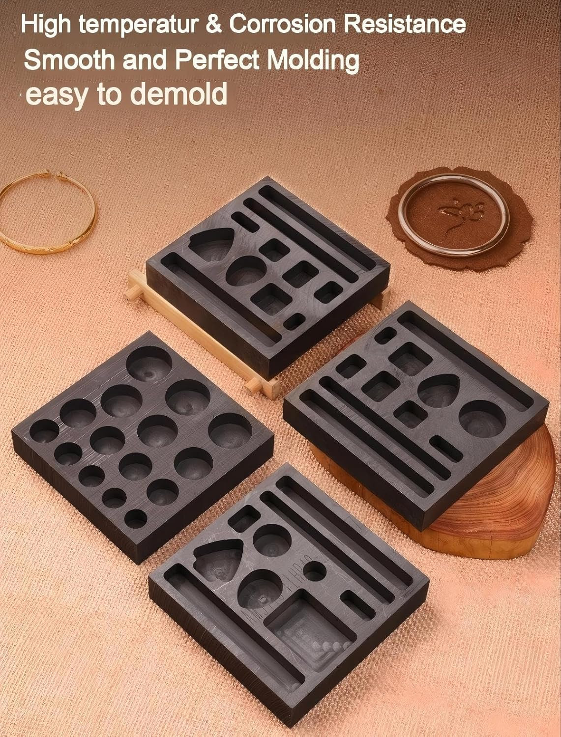 Graphite Mold 1PC for Casting Gold Silver Aluminum Copper Brass, High-Purity DI
