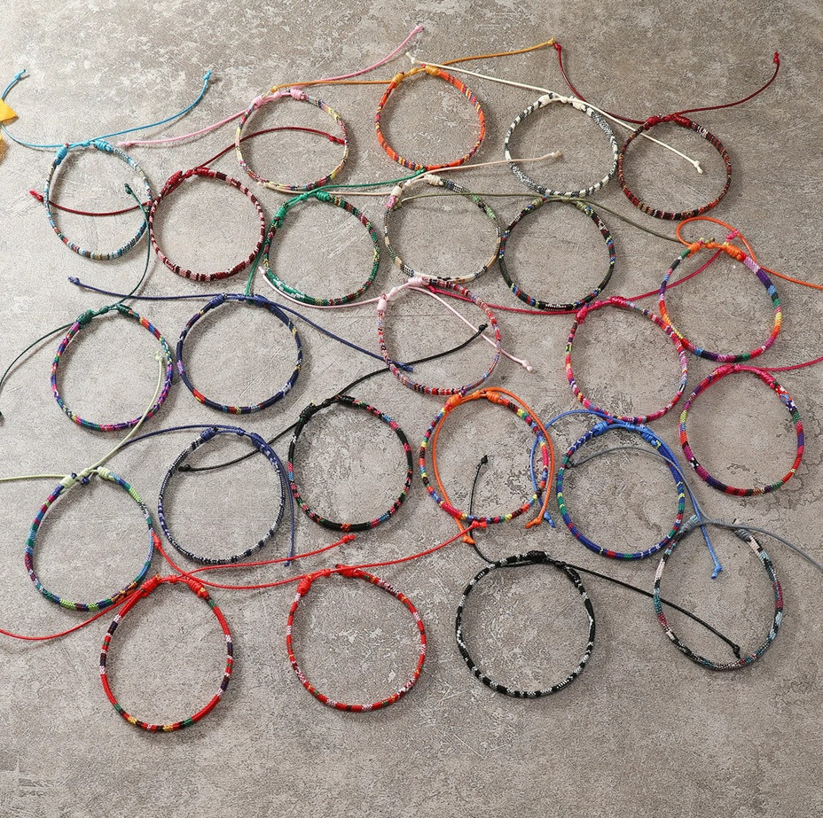 24Pcs Bohemian Surfer Bracelets Set Braided Friendship Beach Jewelry