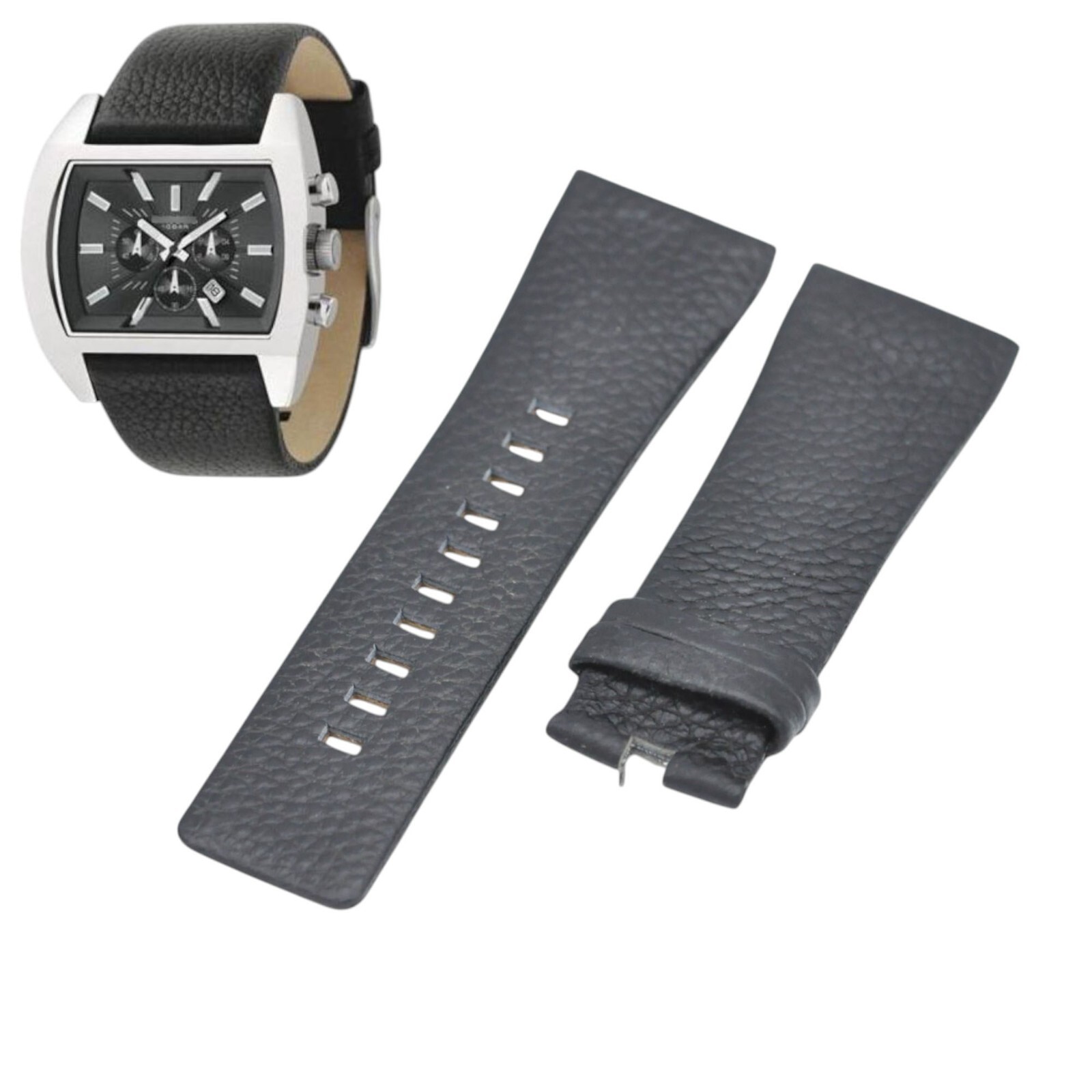 DZ4140 28mm Black Leather Watch Strap For Diesel