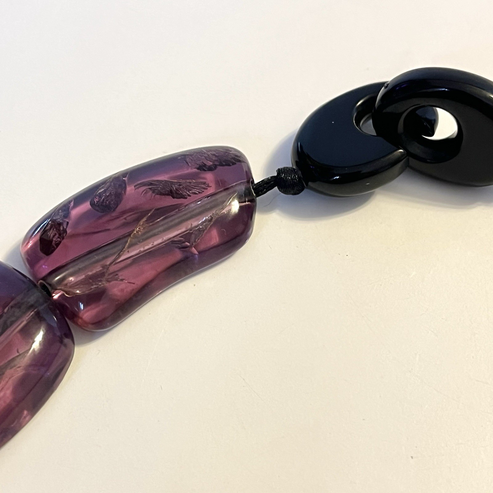 Gerda Lynggaard MONIES Massive Amethyst Crackled Acrylic Resin Collar Necklace