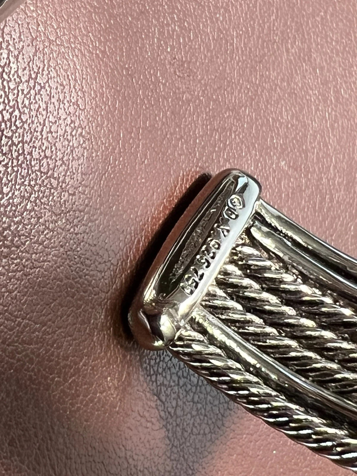 David Yurman Signed Cable Cuff Bracelet Two-Tone Sterling Silver 925