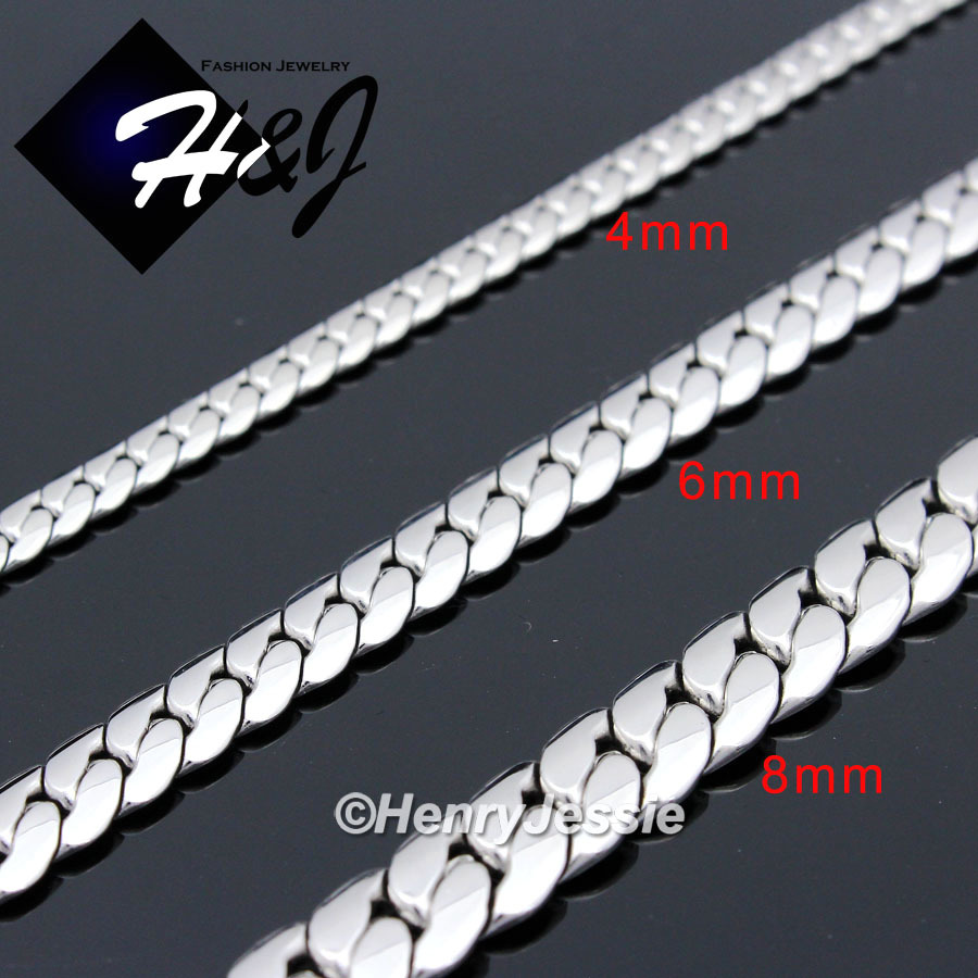 18-40″MEN Stainless Steel 3/4/5/6/8mm Silver Miami Cuban Curb Chain Necklace*155