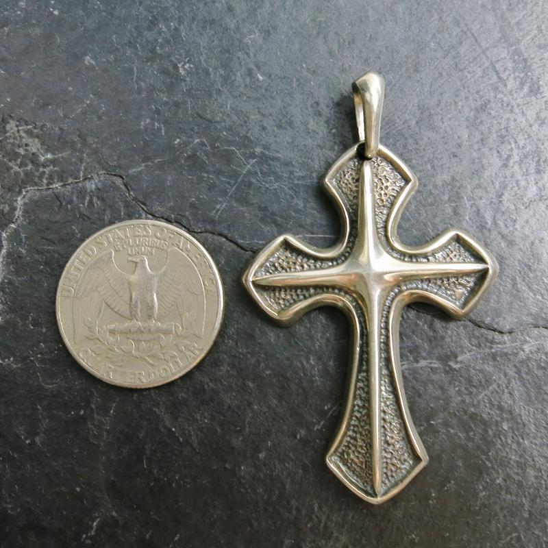 925 Solid Sterling Silver Men’s Biker Unisex Cross Pendant Unique Textured
