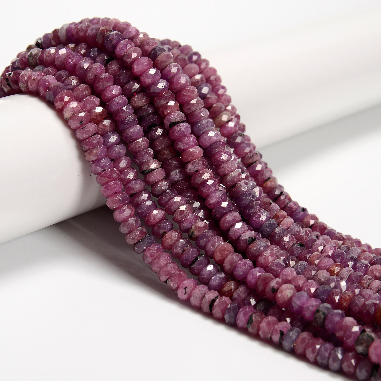 Genuine Ruby Faceted Rondelle Beads Size 2.5×3.5mm 3.5×5.5mm 4×6.5mm 15.5” Strd
