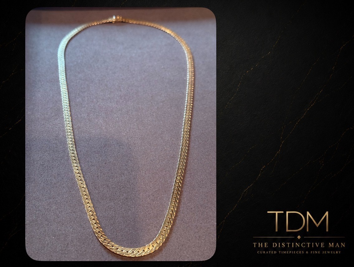 Vintage Italian 14K Yellow Gold Herringbone Necklace – 35 gram heavyweight