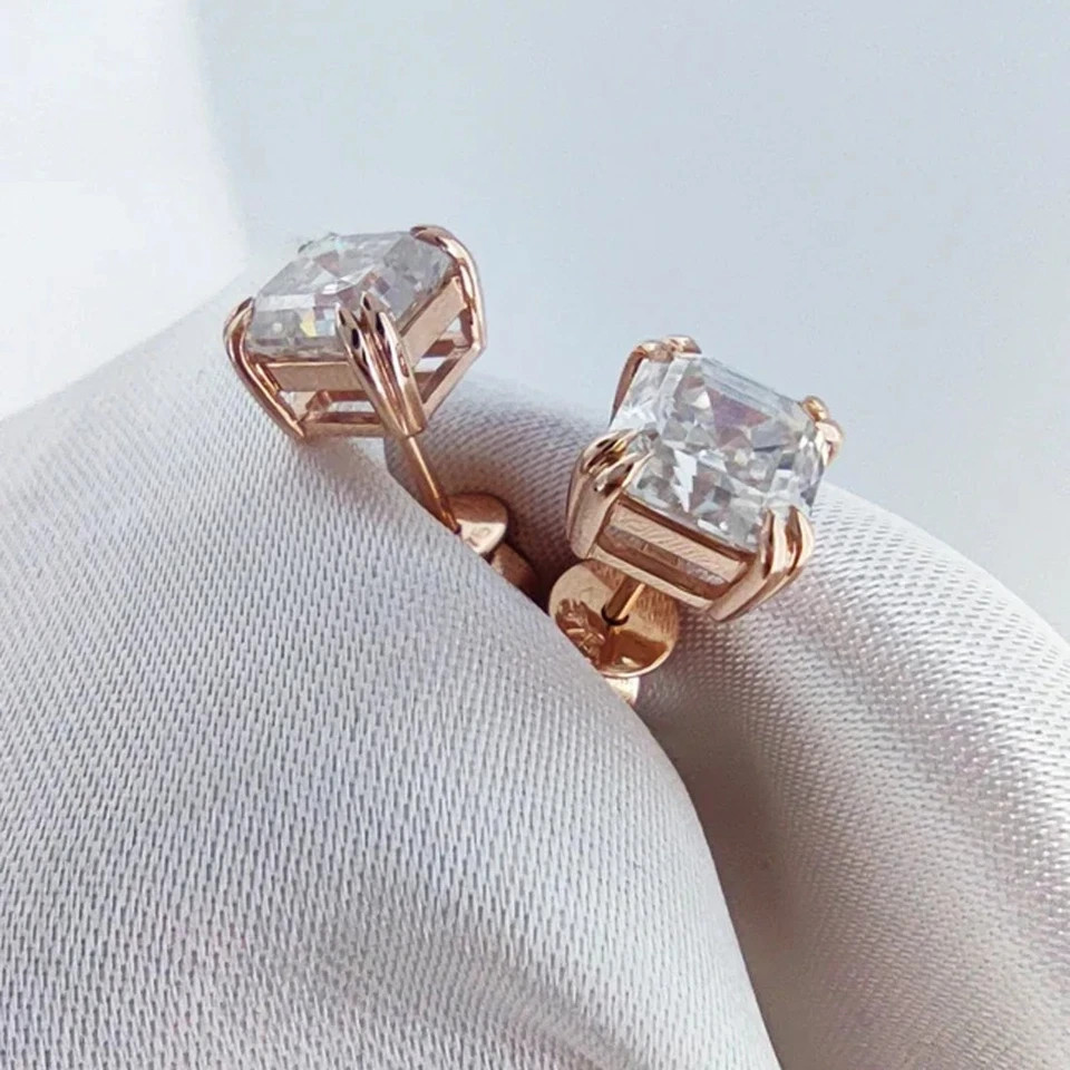 4.26 Ct Certified Treated White Diamond Solitaire Studs 925 Silver Tariff Free