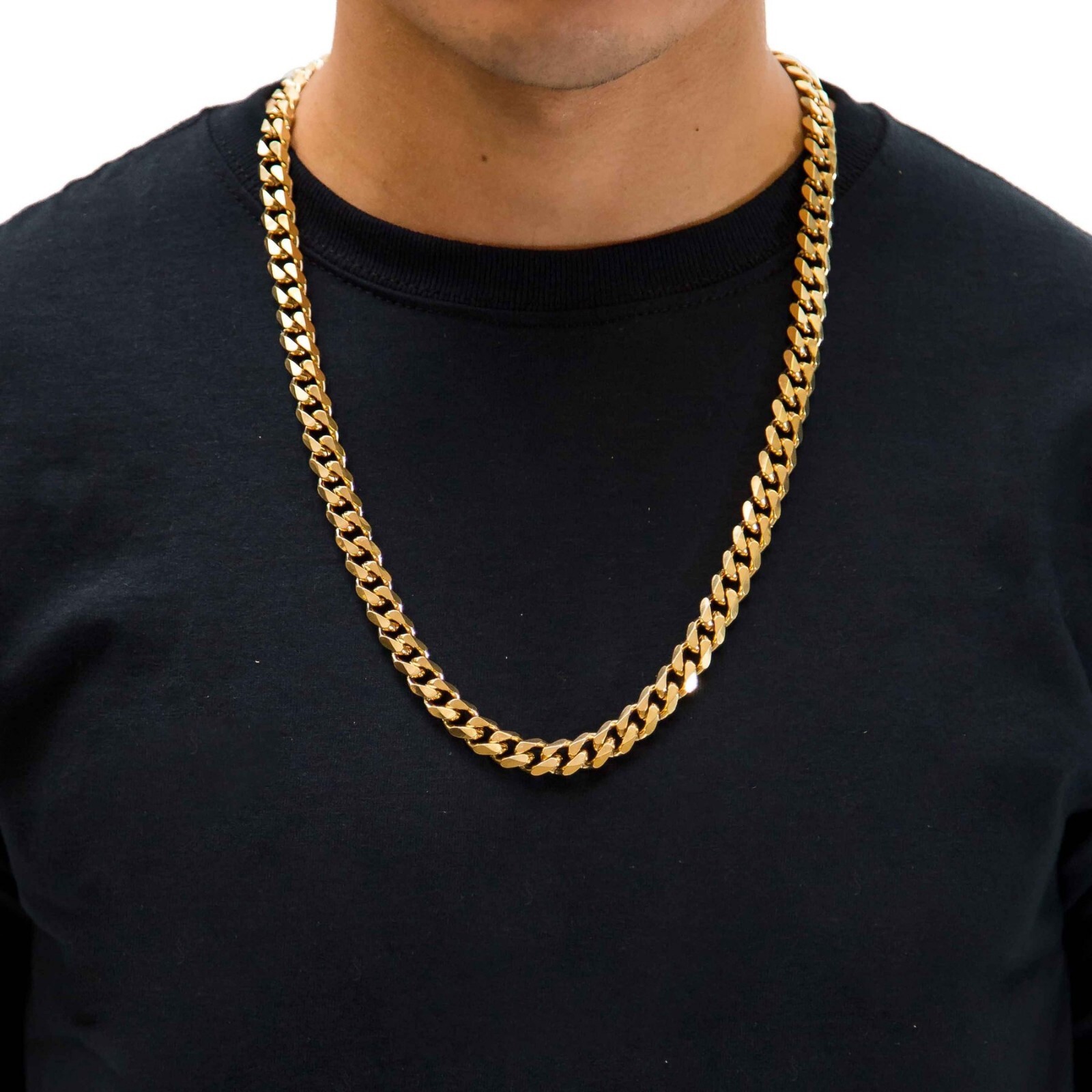 Miami Cuban Link Bracelet Chain Set 18k Gold Plated Stainless Steel 4mm-14mm