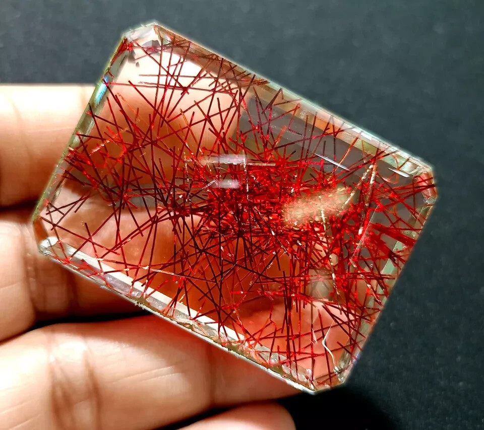 Natural Red Rutilated Quartz 218.20 Ct EMERALD Cut EGL Certified Loose Gemstone