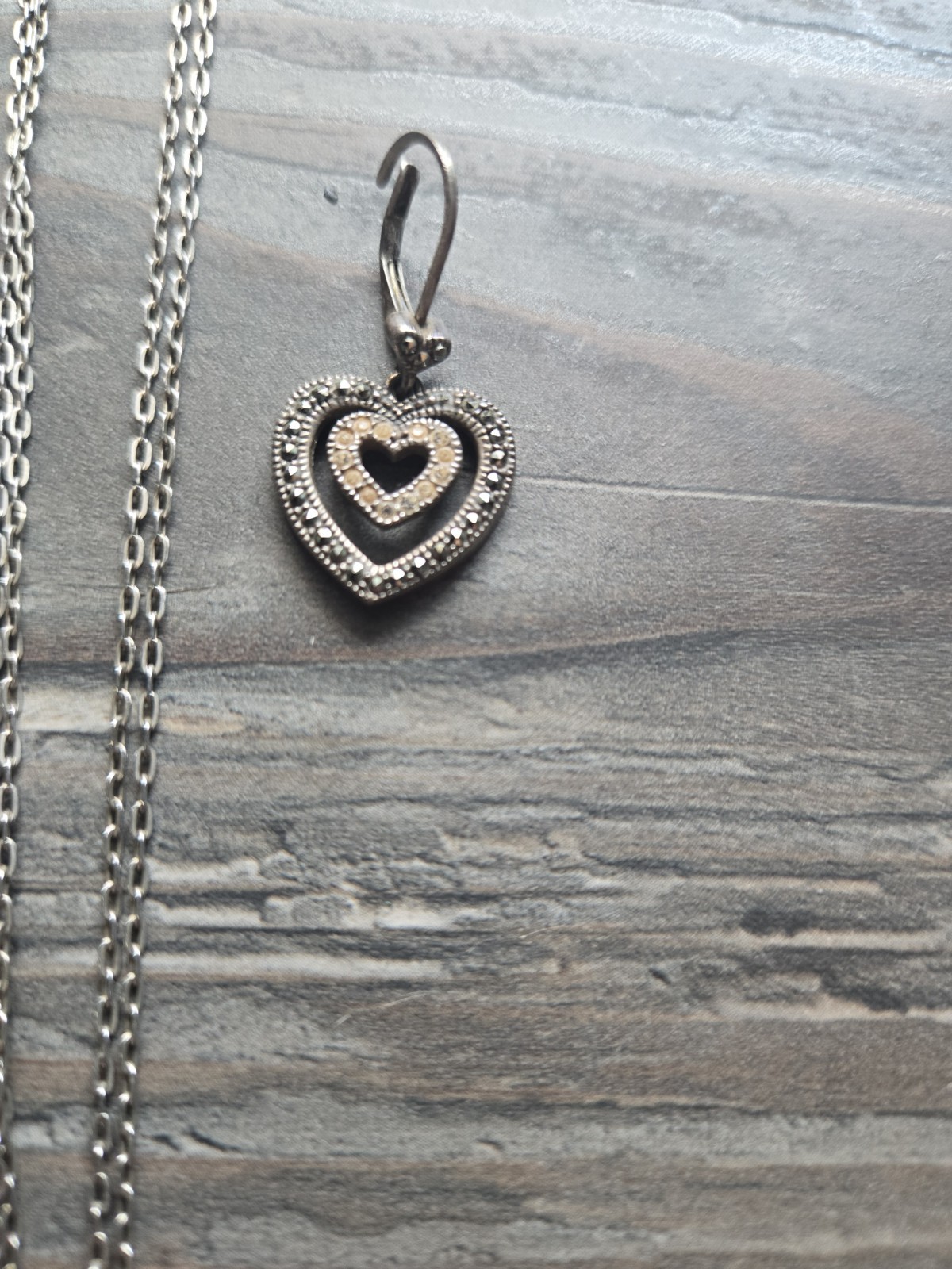 Vintage Signed JJ Judith Jack Marcasite Heart Set”