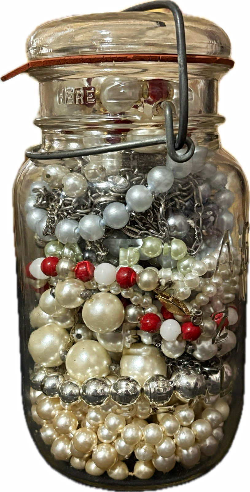 Atlas Glass Jar Mixed Lot Women’s Costume Faux Pearl Jewelry