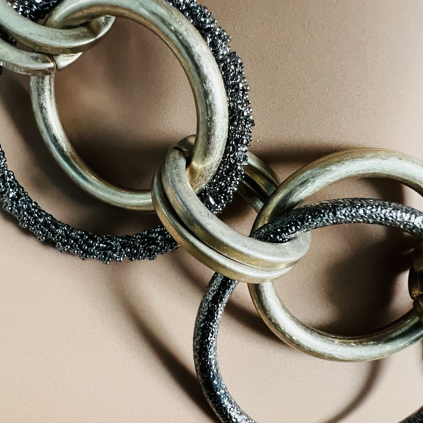 Elegant Gold & Black Chained Bib Necklace, Sparkling Hooped Statement Piece