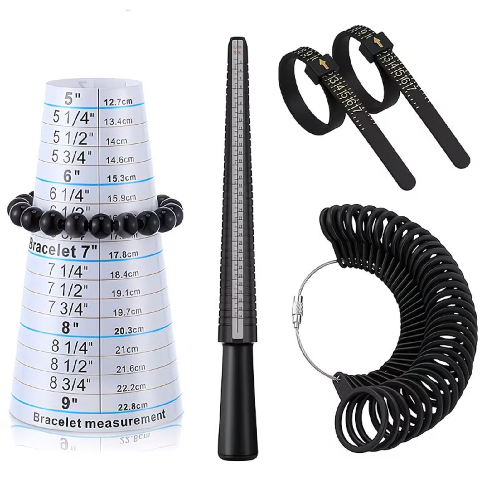 Ring Sizer Gauge Mandrel Finger Sizing Measure Stick Standard Tool Sliver
