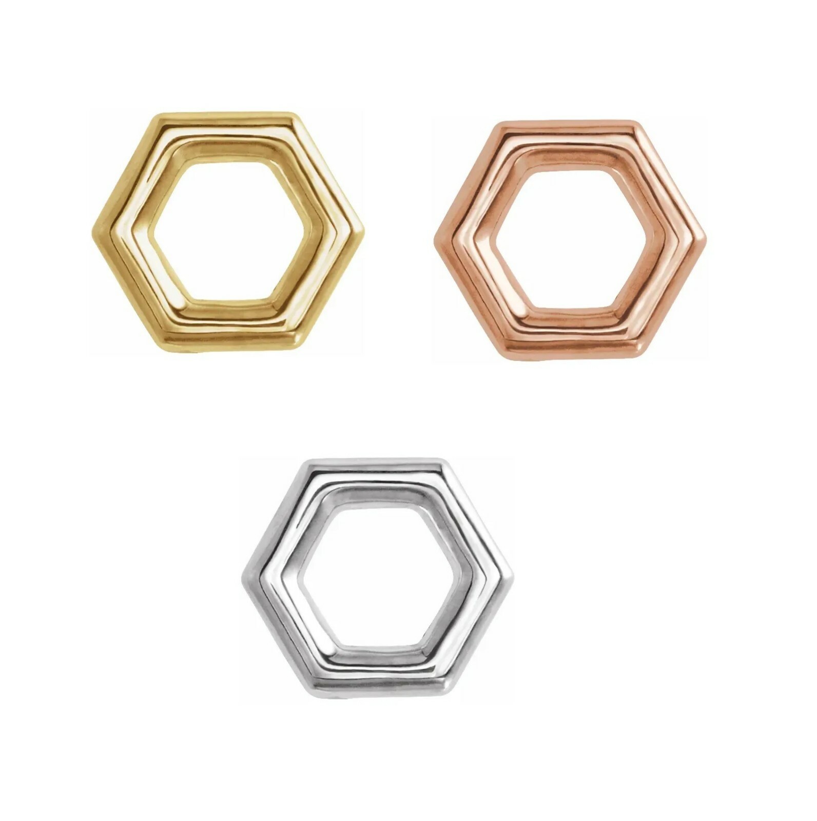 14K Gold, Platinum/Silver Hexagon Jump Ring Bail Connector Link Chain Geometric