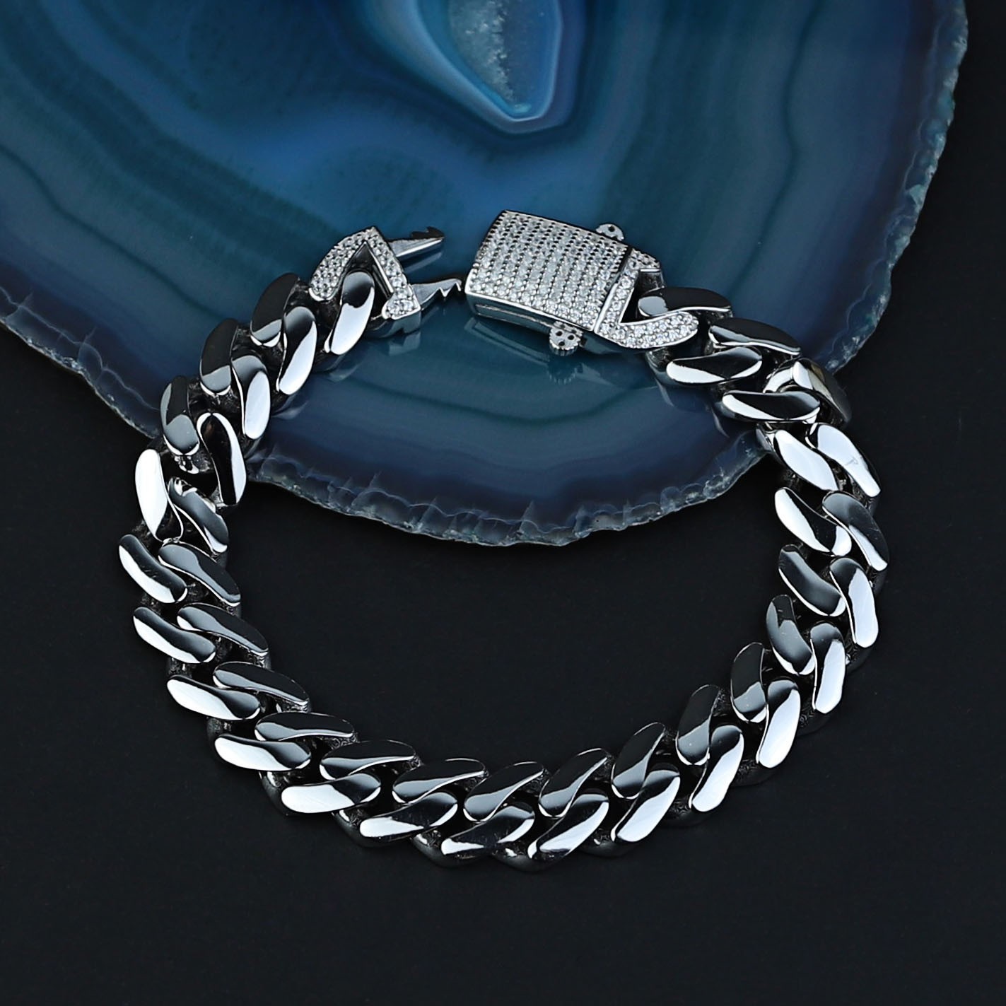 925 Silver Cuban Links Chain 10MM Moissanite Cuban Link Bracelet