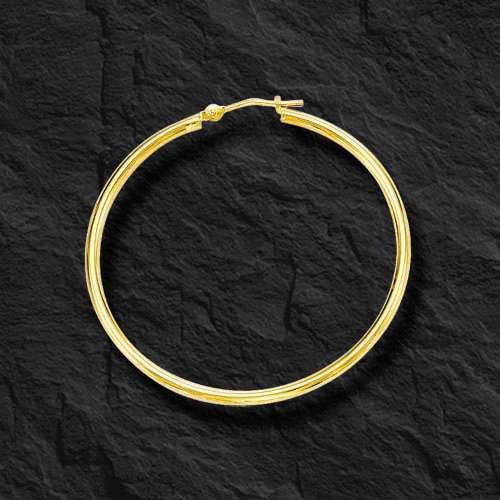 14k Yellow Gold 2mm x 40mm Round Shiny Lite Tube Hinged Hoop Earrings 1.8 Grams