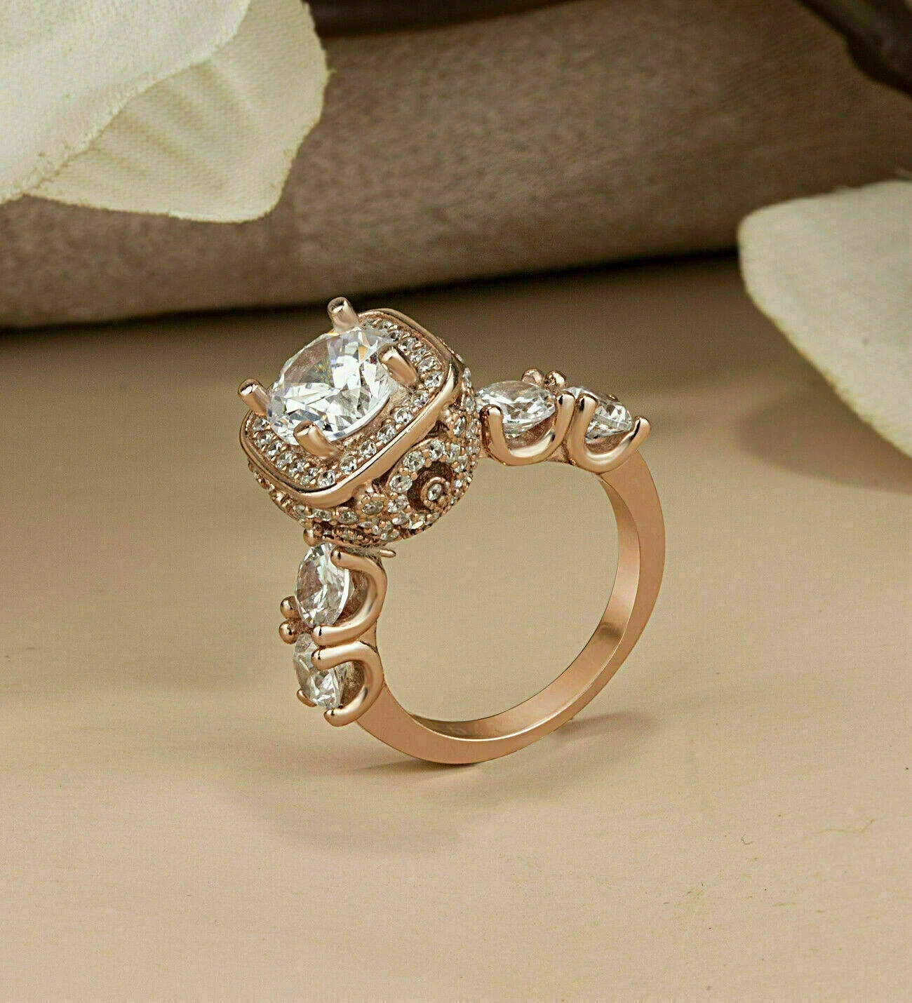 2.00Ct Lab-Created VVS1/D Diamond Halo Engagement Ring 14K Yellow Gold Finish