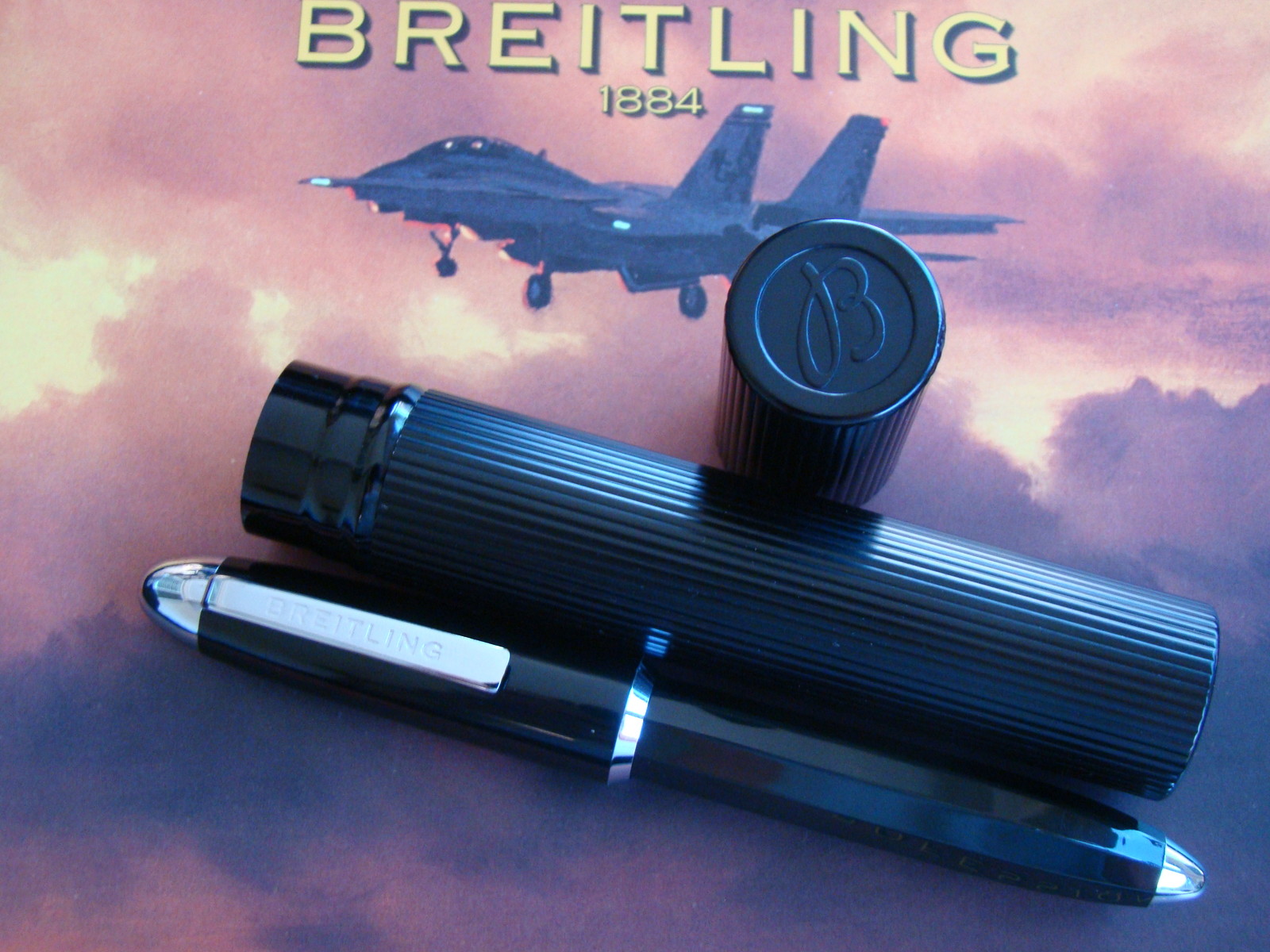 BREITLING FACTORY SPIFF BUYER’S BONUS PEN W/ BLACK METAL STORAGE CASE ACCESSORY