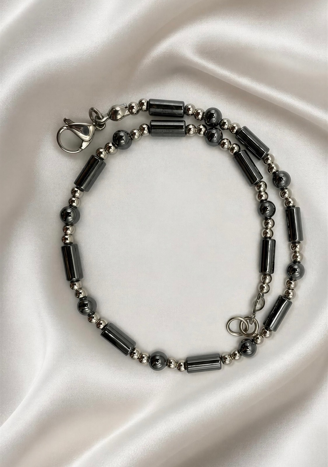 Polished Hematite • Stainless Steel Ankle Bracelet • Plus Size Available