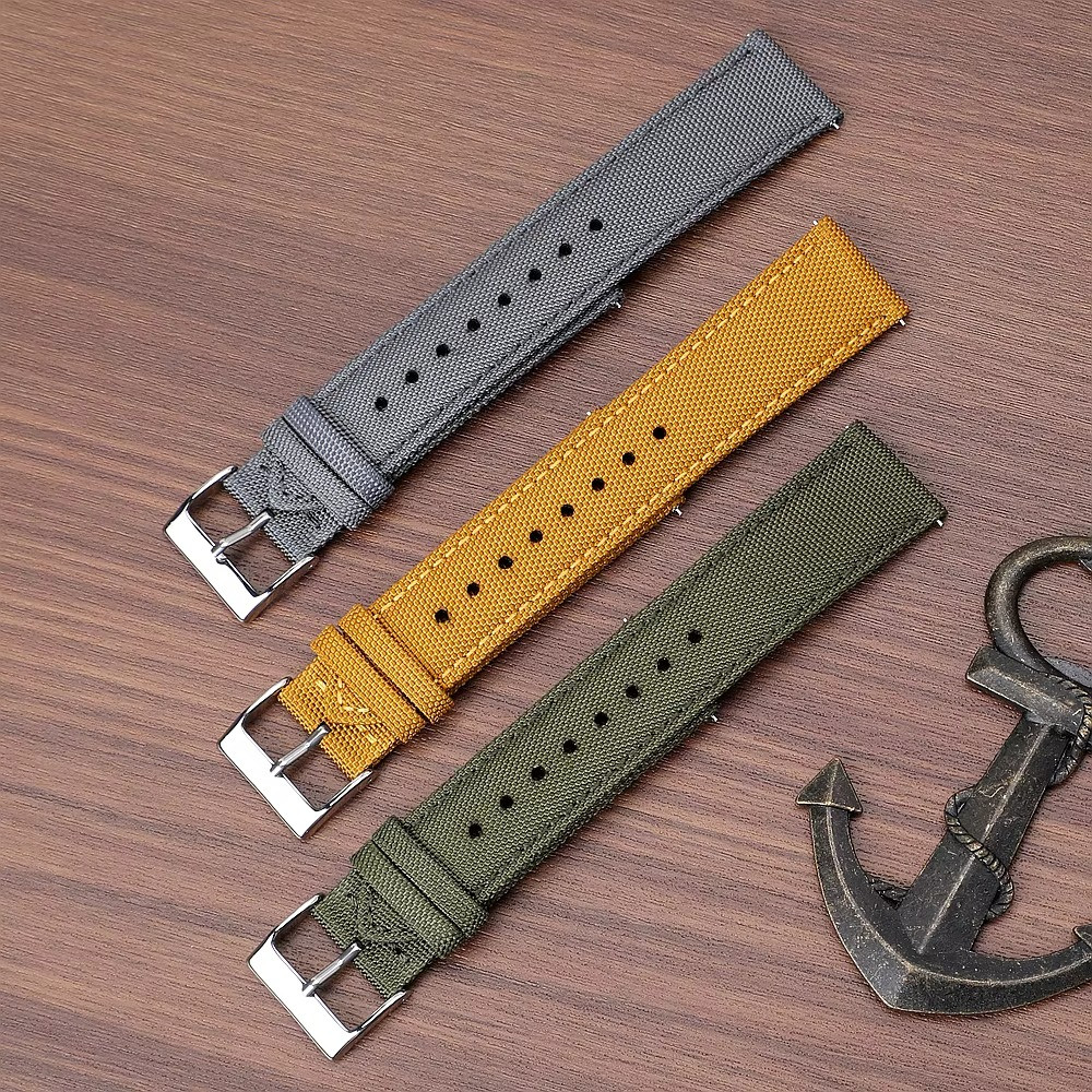 18mm 19mm 20mm 21mm 22mm 24mm Waterproof Sailcloth Watch Strap Two-Sided Nylon