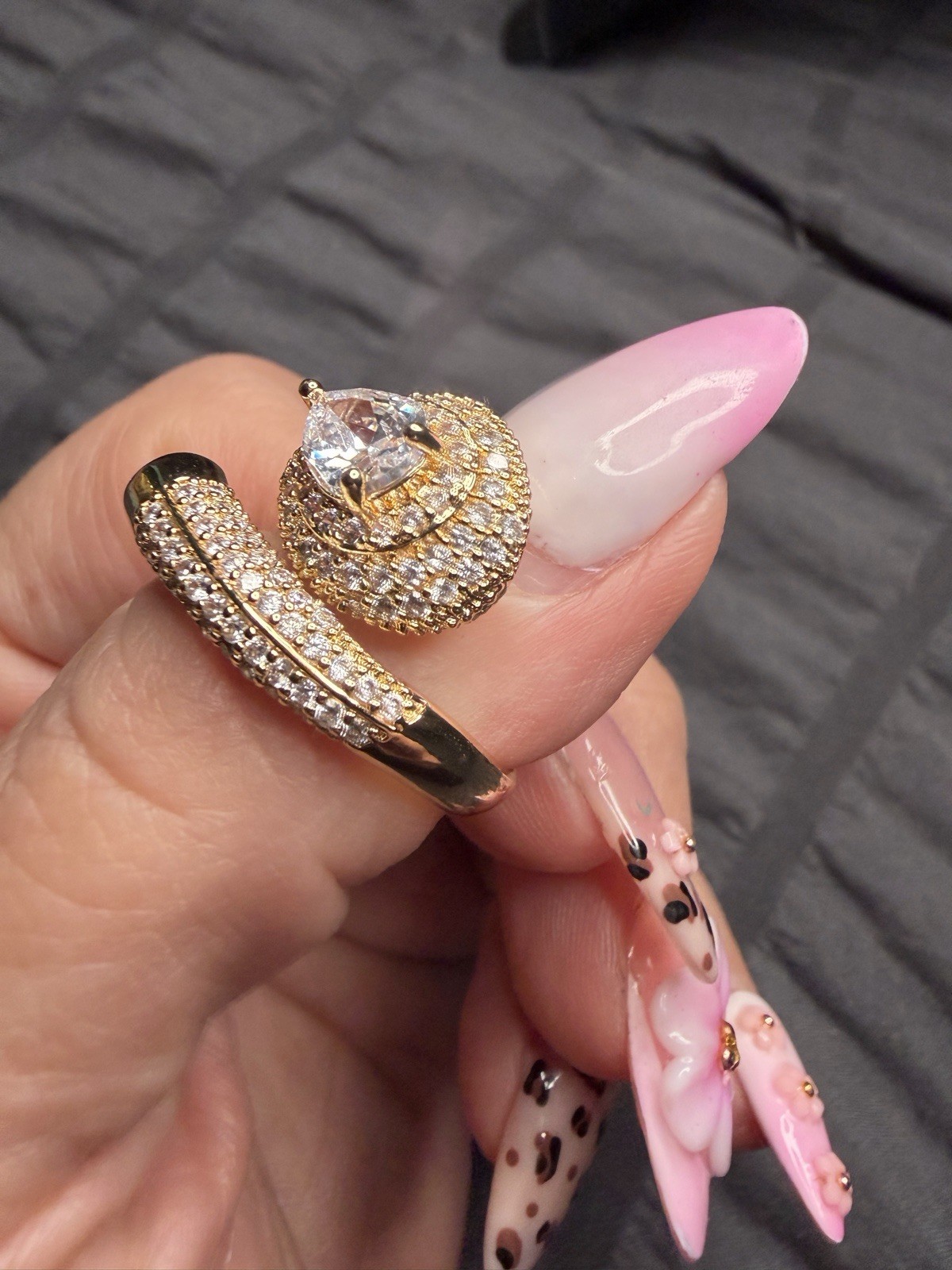 18K Gold Filled Snake Wrap Ring | AAA CZ Size 7 (adjustable)