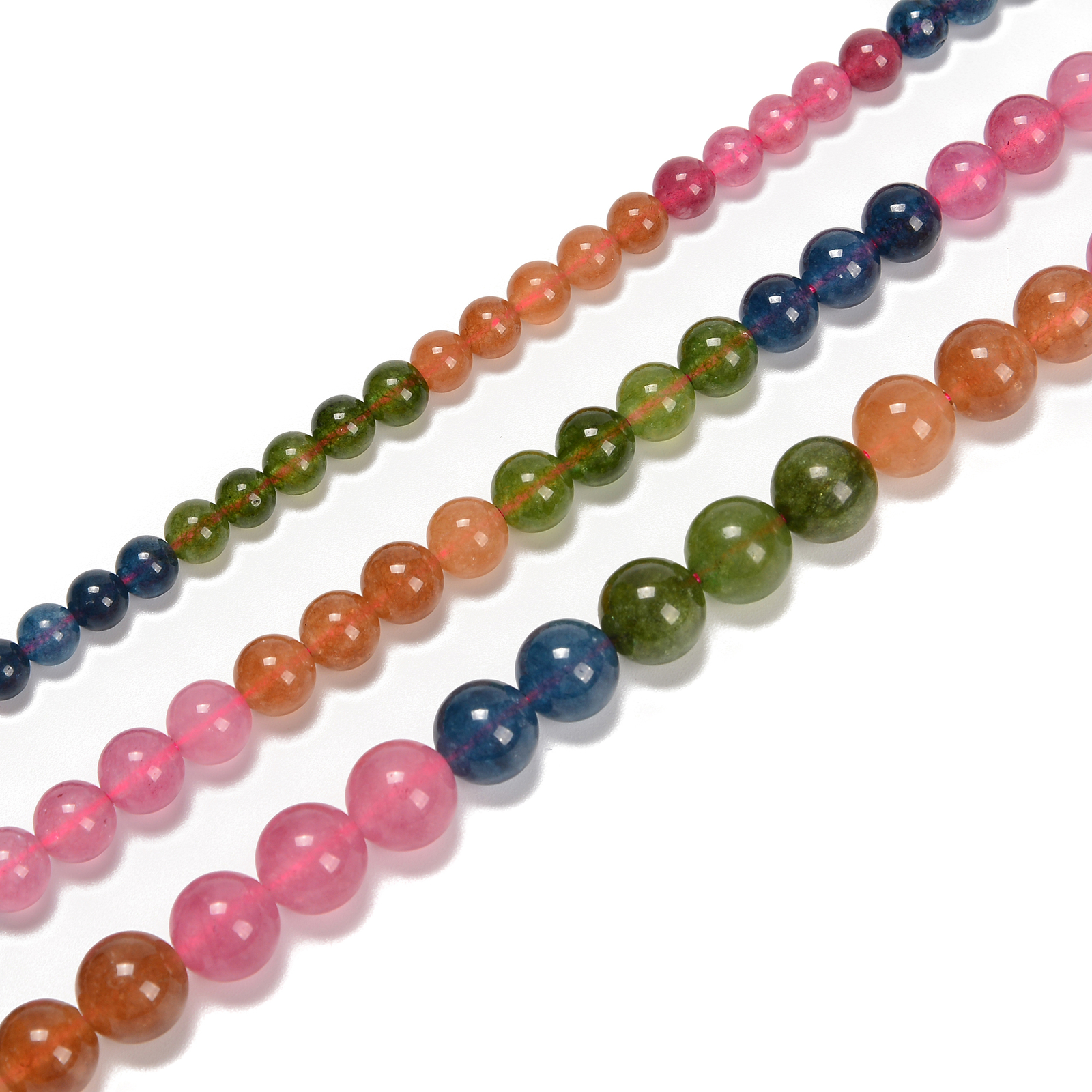 Chakra Rainbow Dyed Jade Smooth Round Beads 6mm 8mm 10mm 15.5”Strand