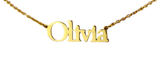 Personalised Solid Gold Name Necklace • Unique Font Name Pendant • Gift for Her