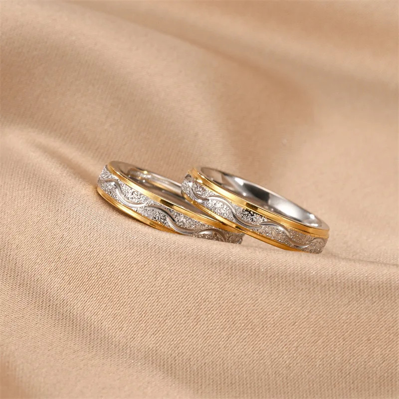 New Frosted Couple Rings for Him & Her Stainless Steel Matching Set Size 5-13