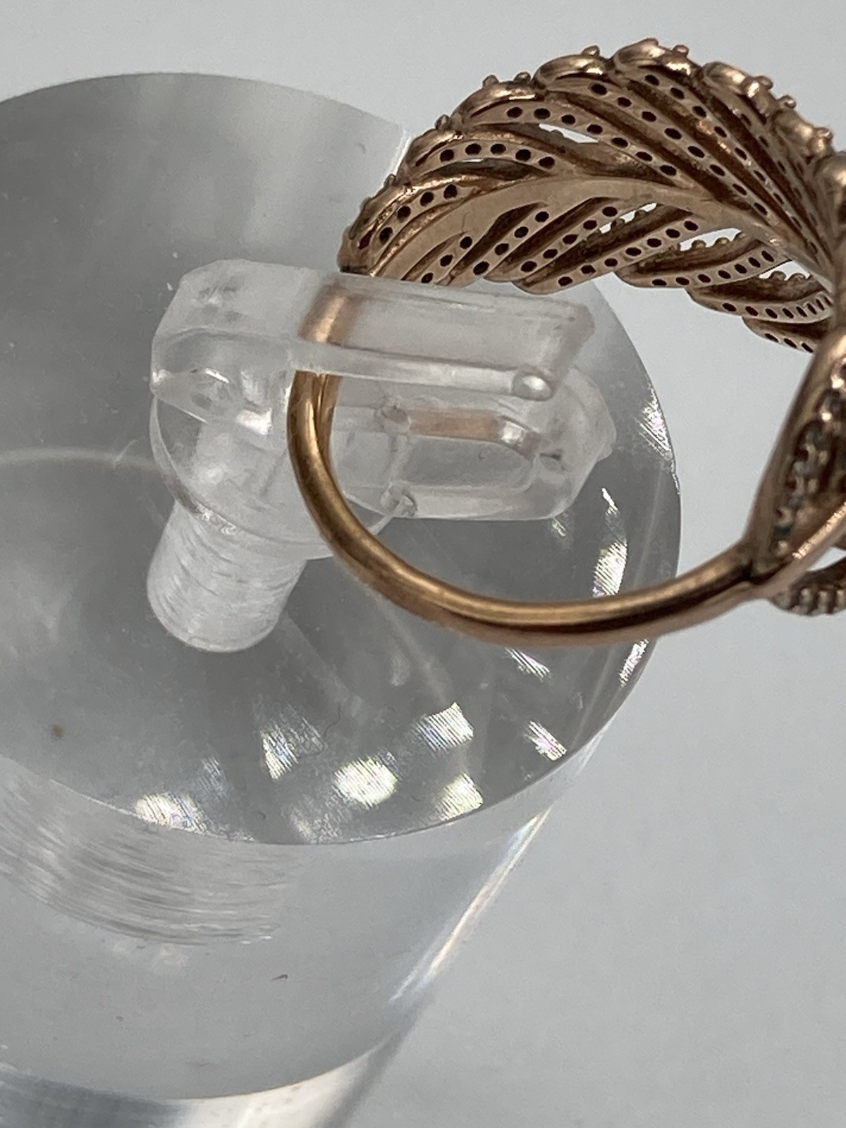 Stamped Algot Enevoldsen Pandora Light As A Feather Ring 14k Rose GP CZ Sz 6