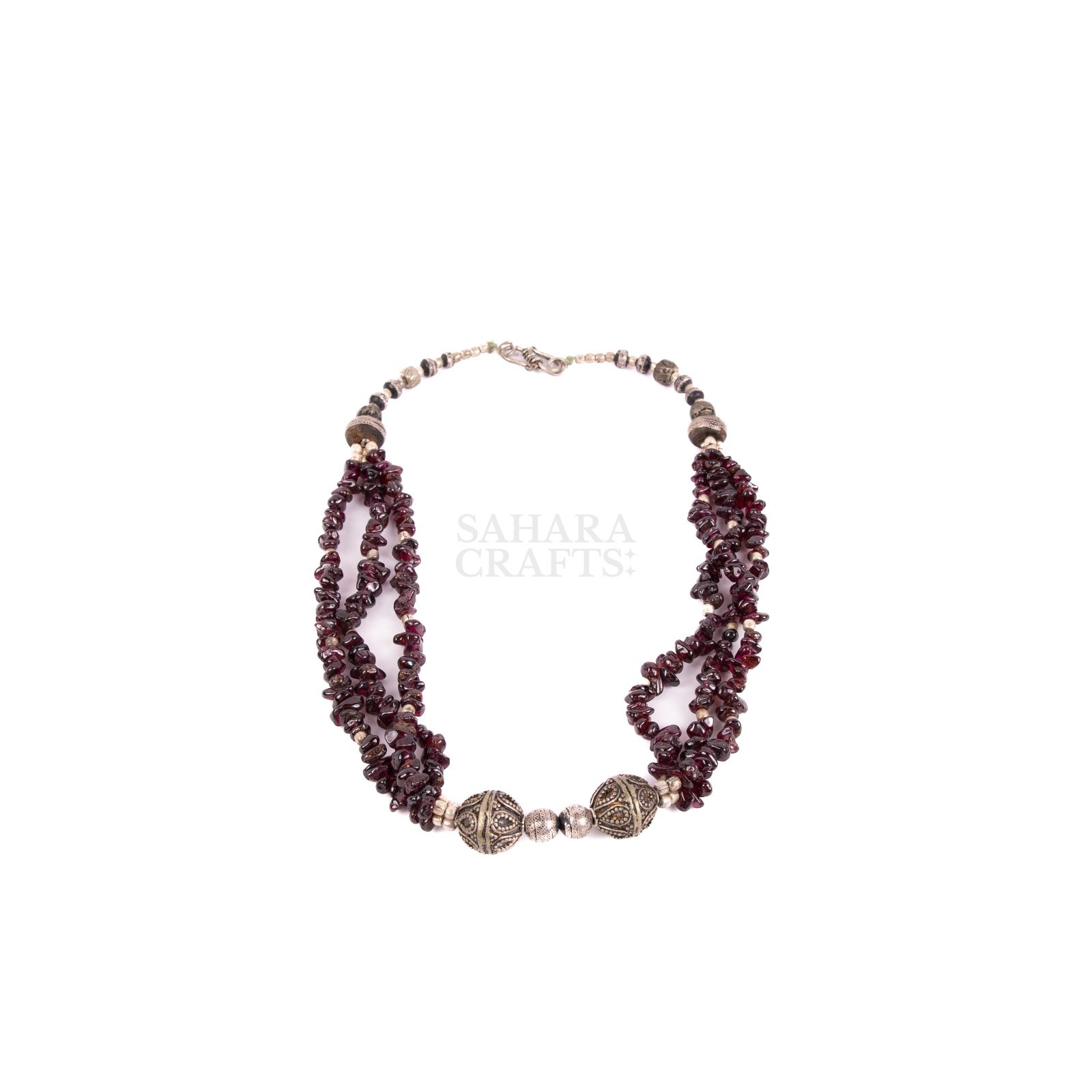 Black Carnelian Beaded Necklace, Natural Gem Necklace, Handmade Boho Jewelry