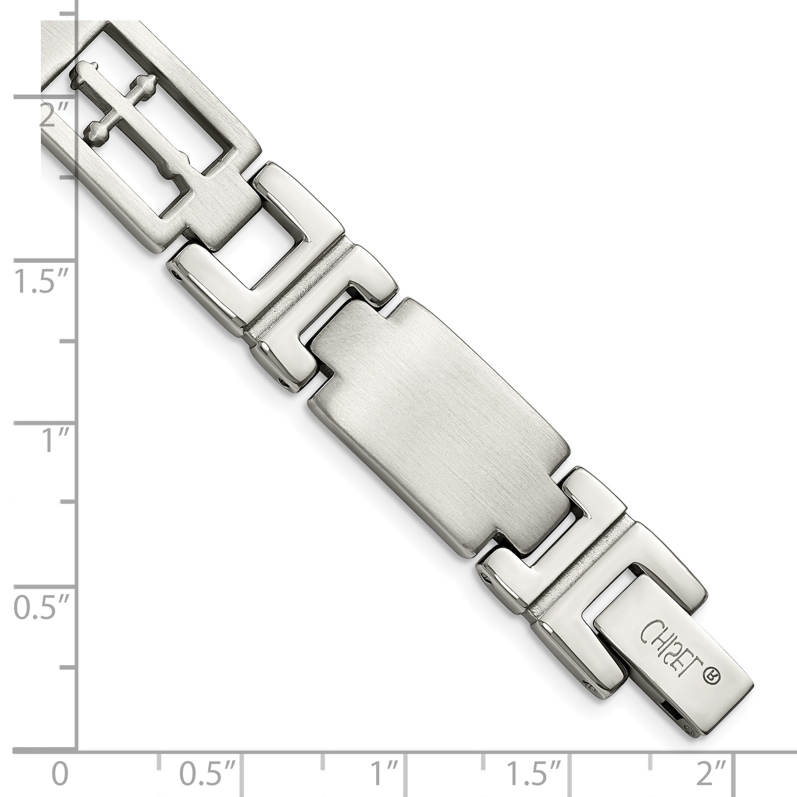 Chisel Stainless Steel Brushed and Polished Cross 8.25 inch Link Bracelet SRB282