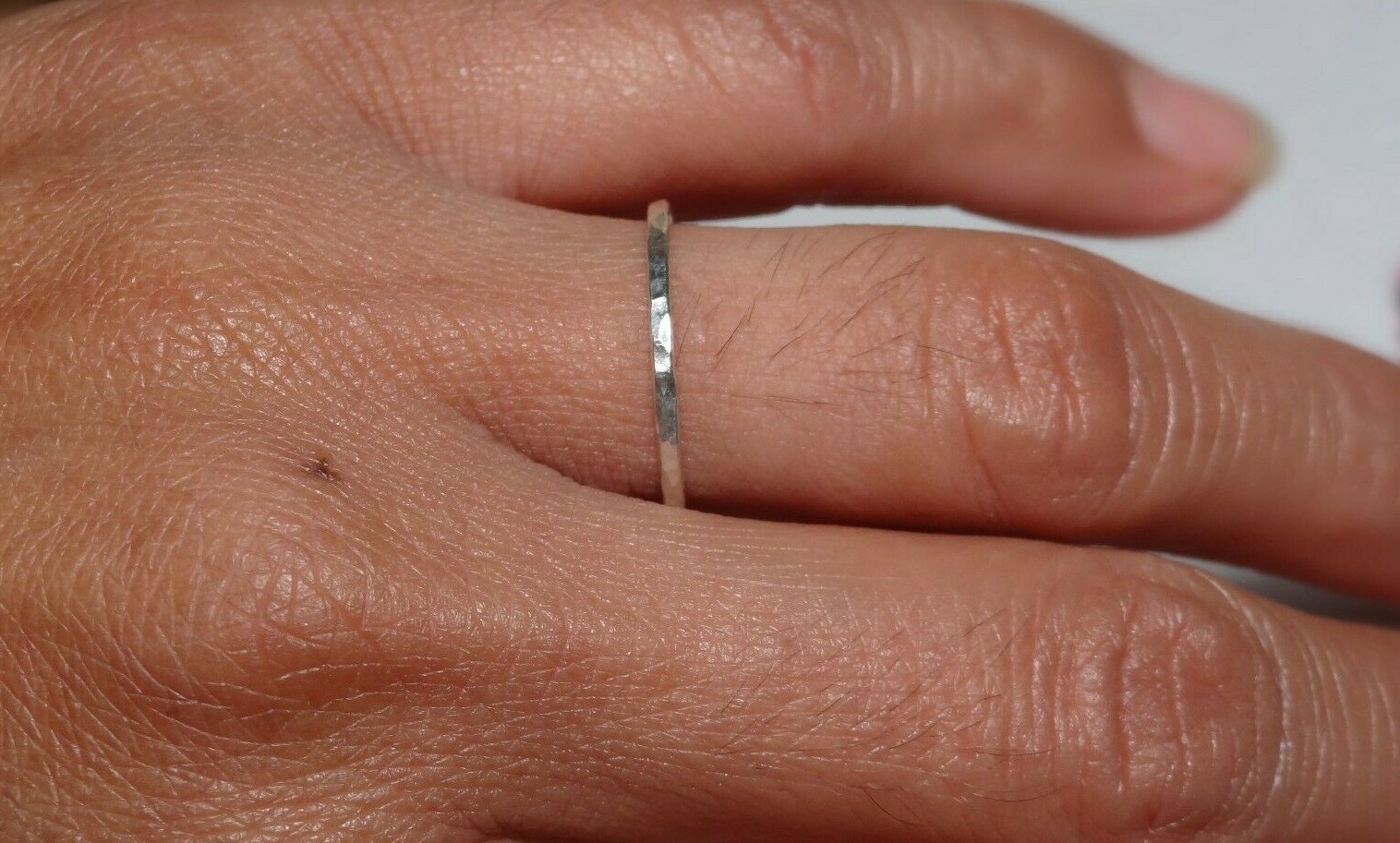 hand made fine silver 999. stacking Minimalist thin ring Hammered. 1 ring