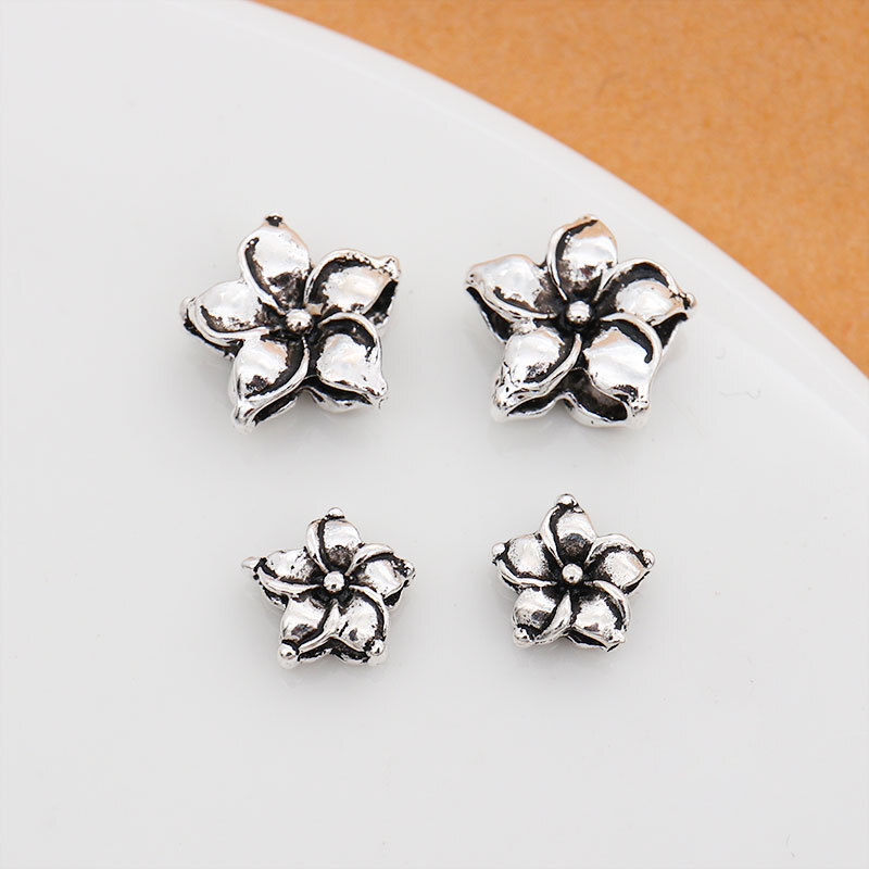 925 Sterling Silver Bauhinia Flower Floral Bead Spacer for Bracelet 7.6mm 11mm