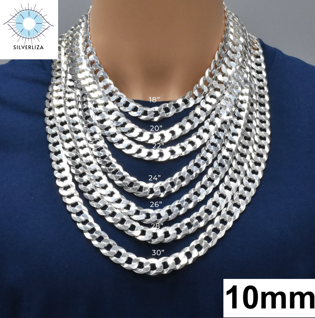 925 Sterling Silver Men & Women Cuban Curb Chain Heavy Link Necklace – ALL Sizes