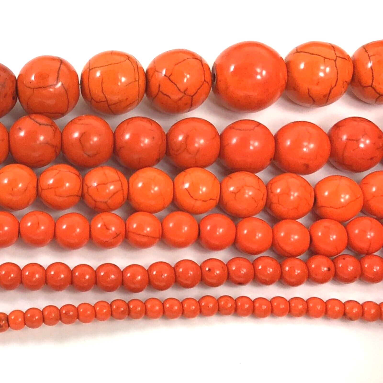 6 Size Gemstone Orange Howlite Magnesite Turquoise Round Loose Beads 15″ srand