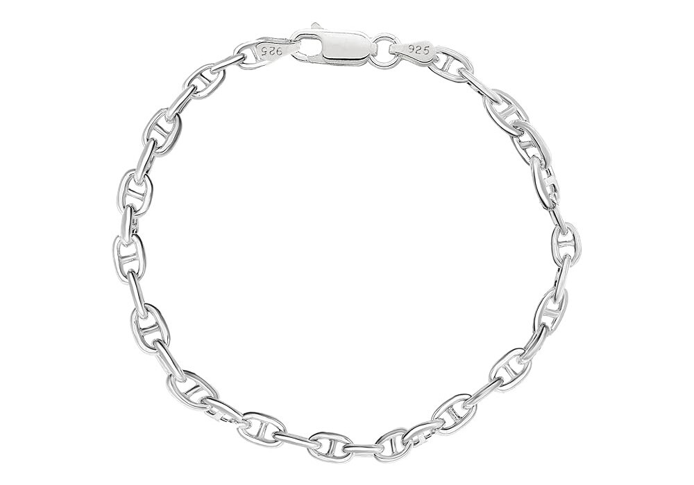 925 Solid Sterling Silver 5.5MM Gucci Mariner Anchor Link Chain Bracelet Italy