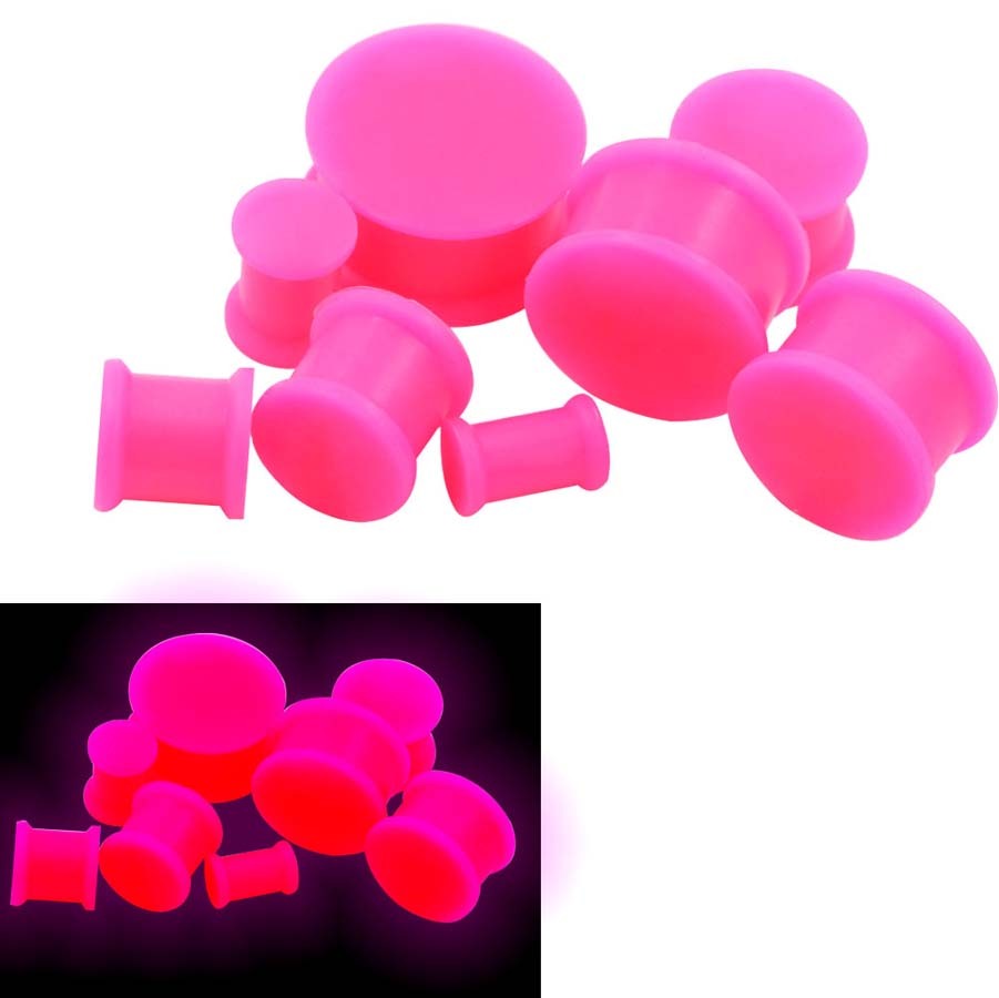 6Pair Solid Silicone Ear Gauges Glow in The Dark Plugs Body Piercing Kit 2g-3/4″