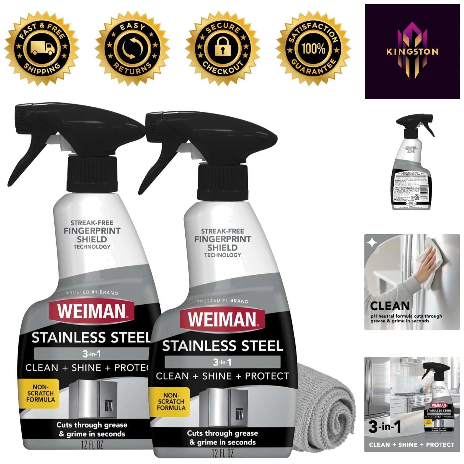 Non-Toxic Stainless Steel Cleaner & Polish, 24oz – Protects Against Fingerprints