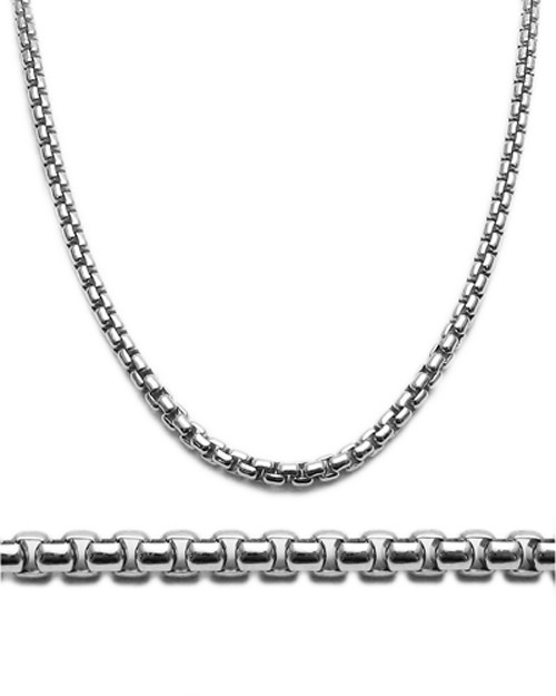 925 Sterling Silver Round Box Chain Necklace 3.5mm (300 Gauge)