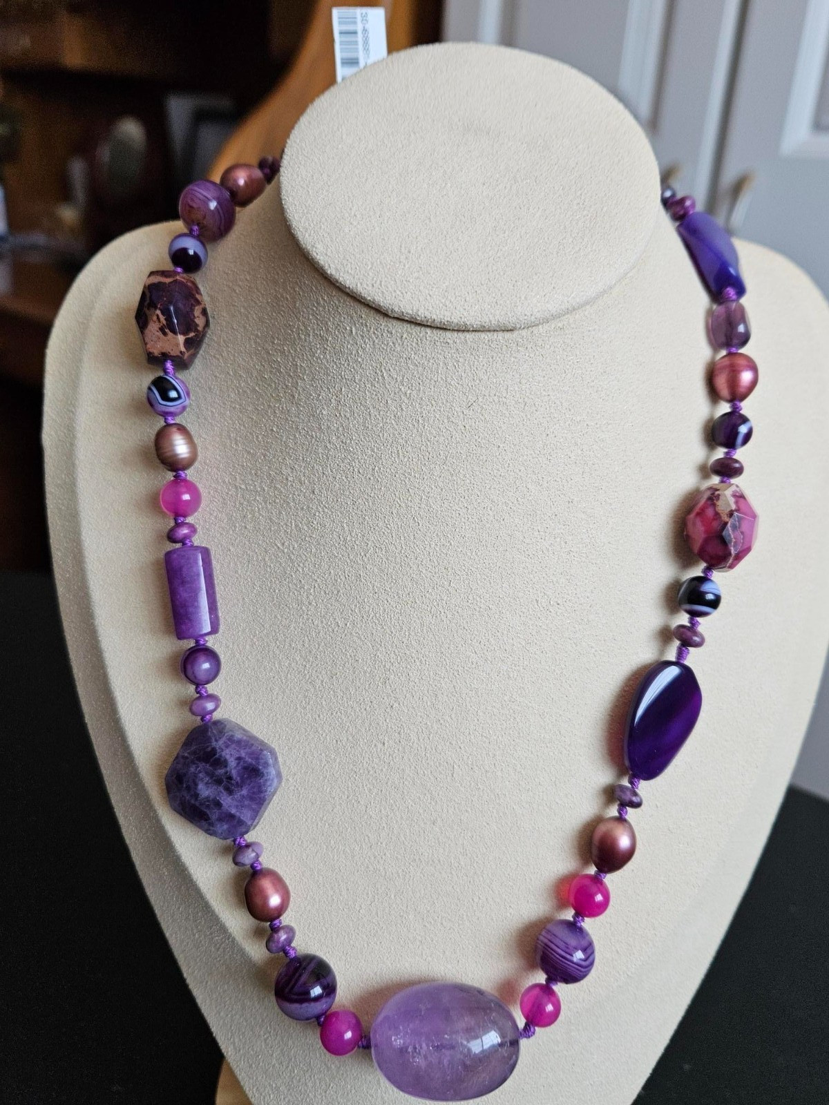 Multi Gemstone Statement Necklace in 925 Sterling Silver