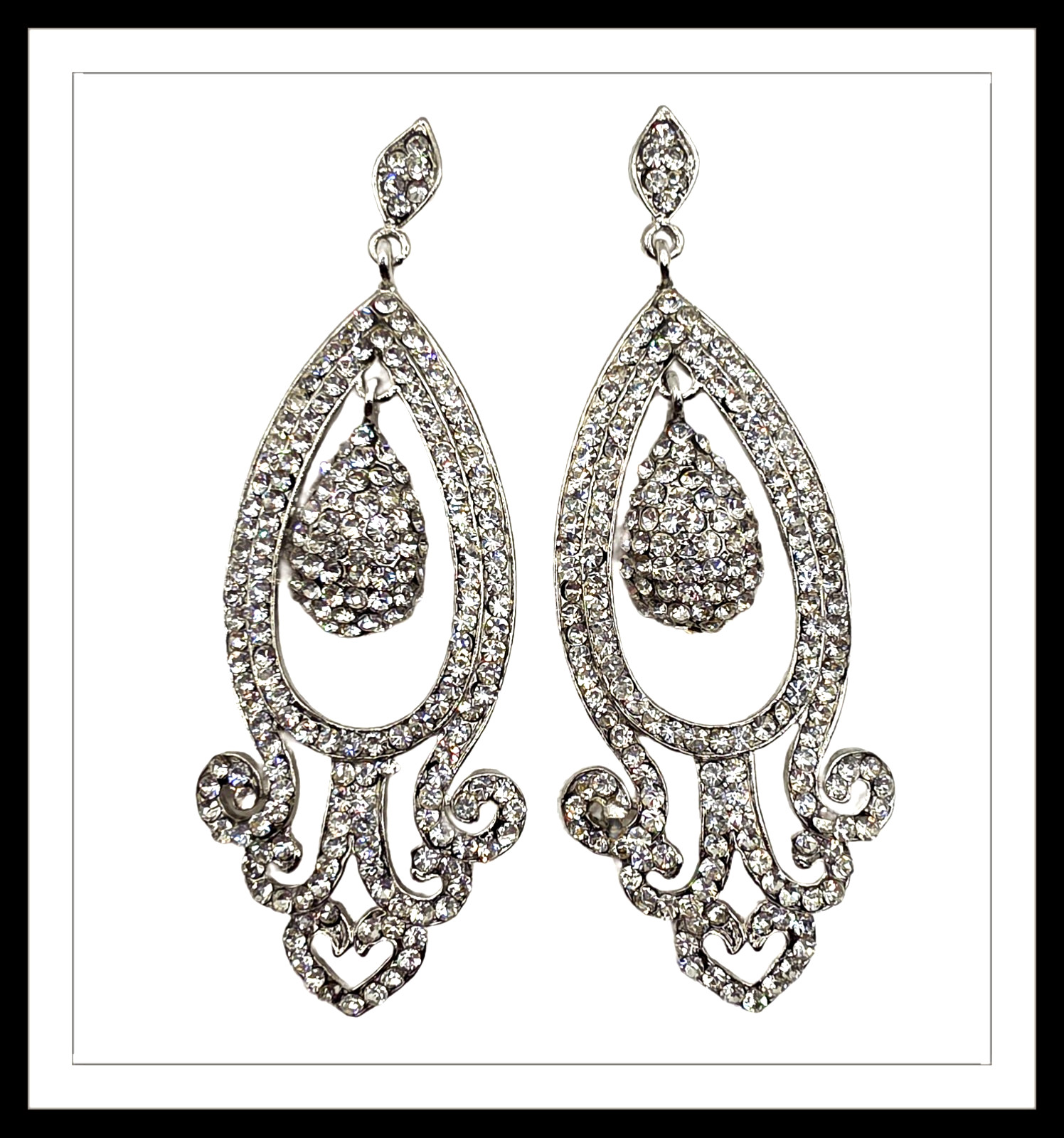 Crystal Earrings Bridal Special Occasion Vintage Victorian Look New