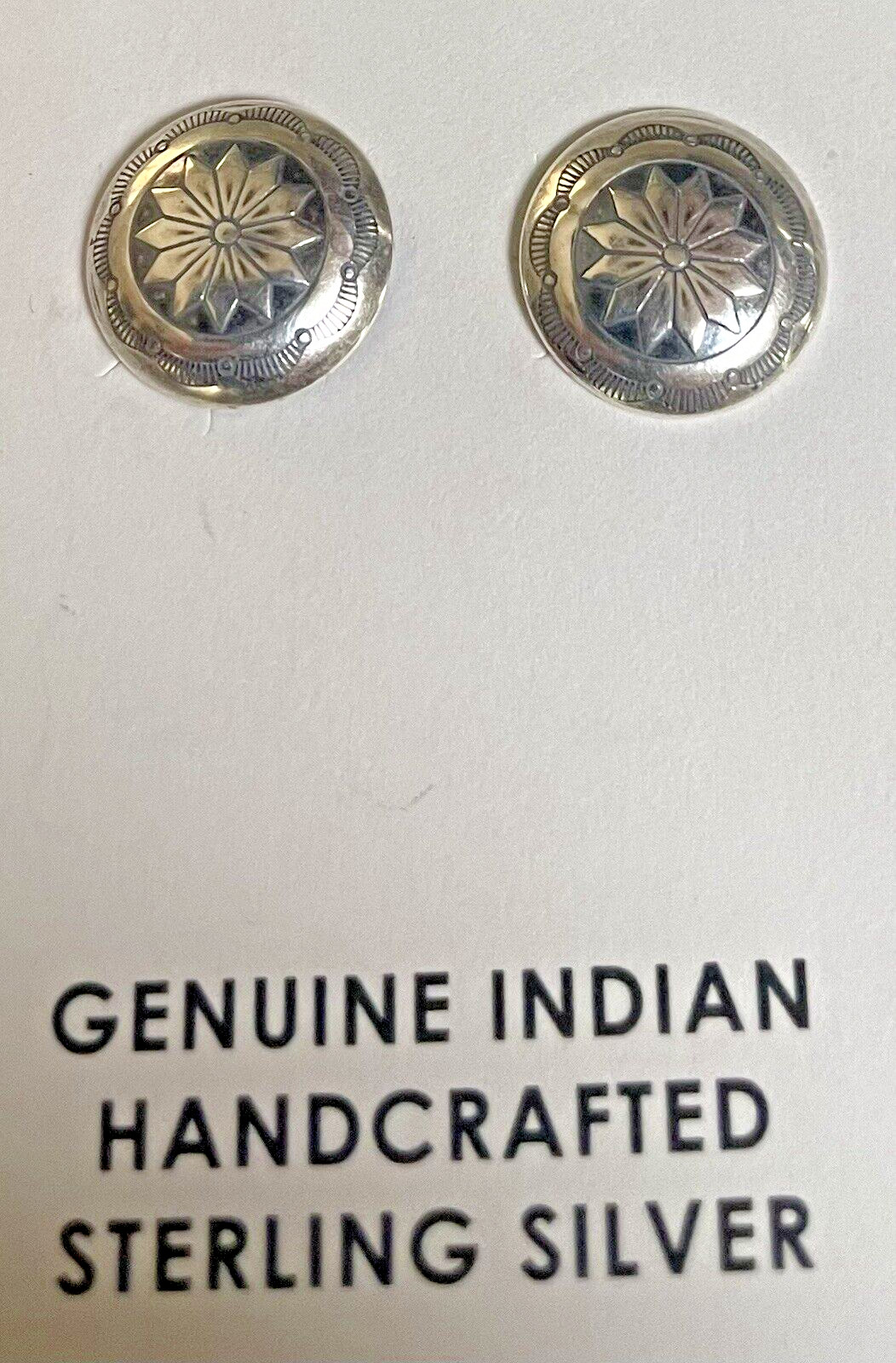 Navajo Sterling Silver Concho Stamped Post Earrings