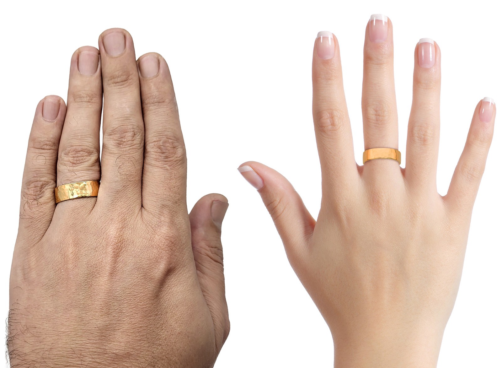 Solid 24K Yellow Gold Hammered Ring 6mm Size 3 – 12 Wide Gold Band