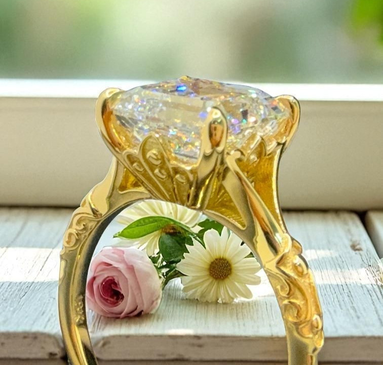 4.00 Ct Asscher Cut Diamond IGI E VS1 Lab Grown Wedding Ring 14k Gold Size 6