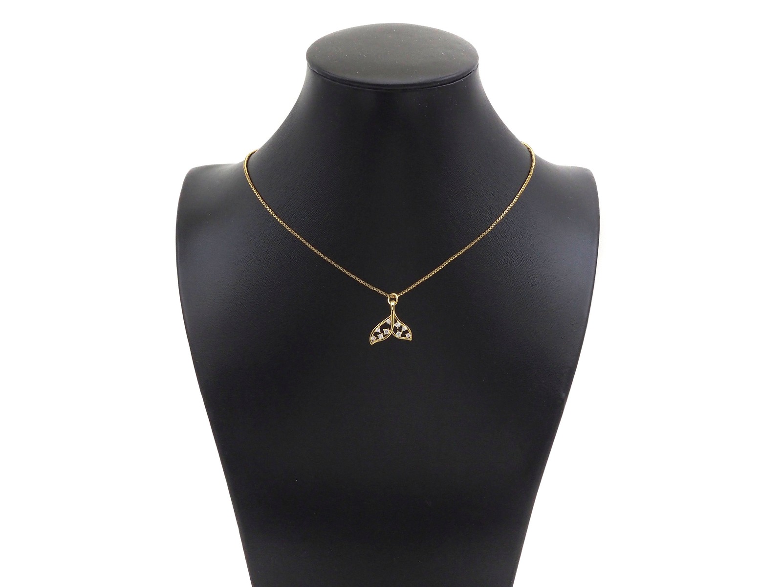 CZ Micro Pave Whale Tail Shape Pendan,18K Gold Charm, Necklace Bracelet Charm