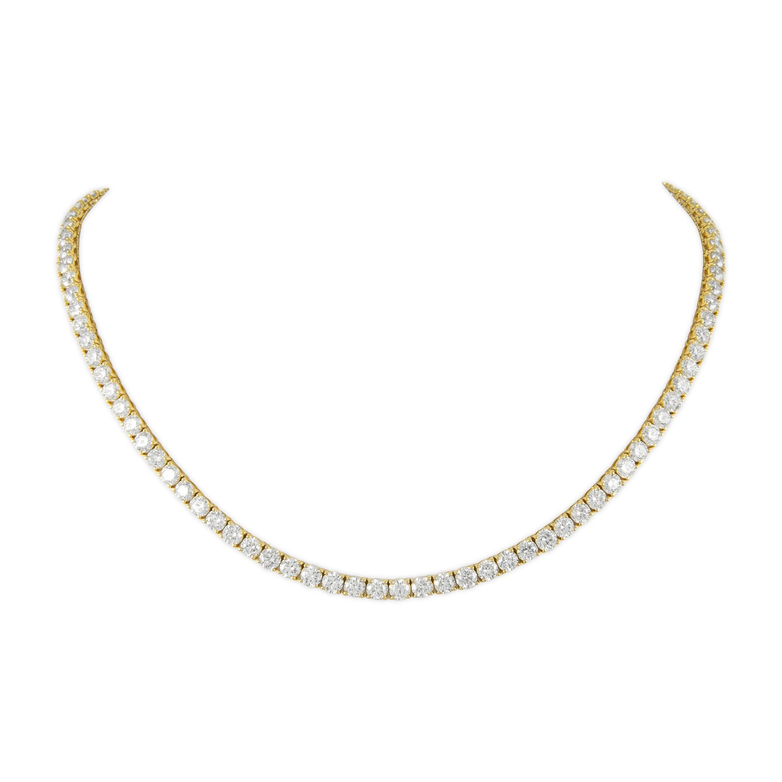 Alexander Beverly Hills 24.55ct Diamond Tennis Necklace 18k Yellow Gold 16.5in
