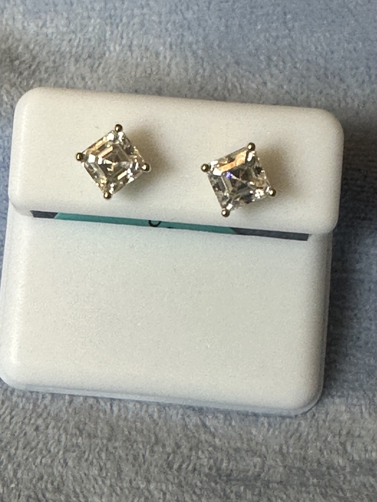 925 sterling silver moissanite princess cut earrings