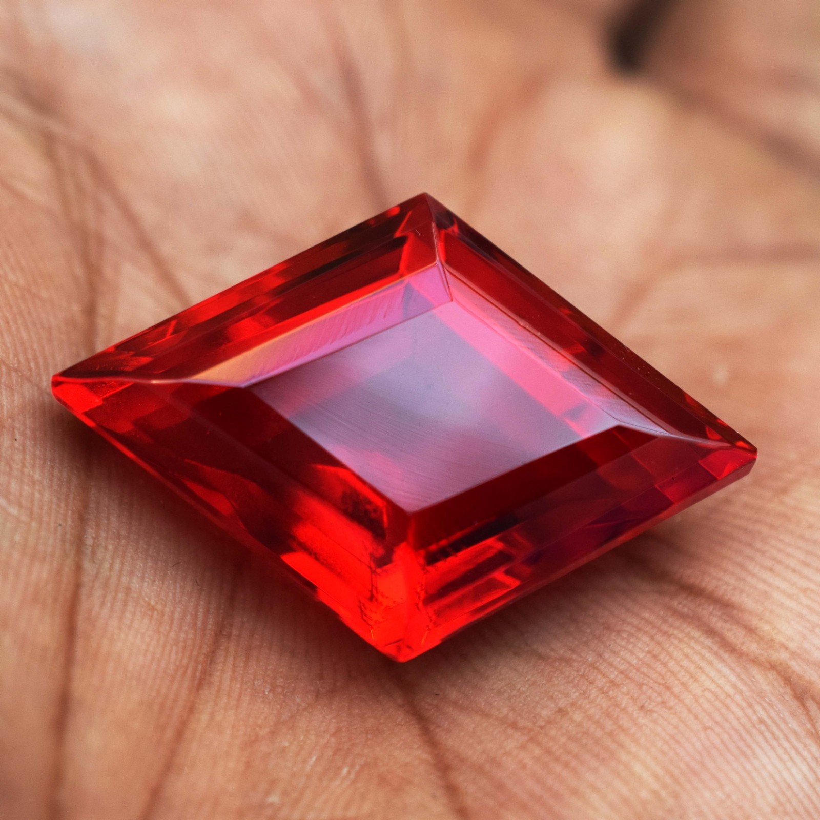 Certified 53 Carat Blood Red Topaz Fancy Cut Flawless Loose Gemstone